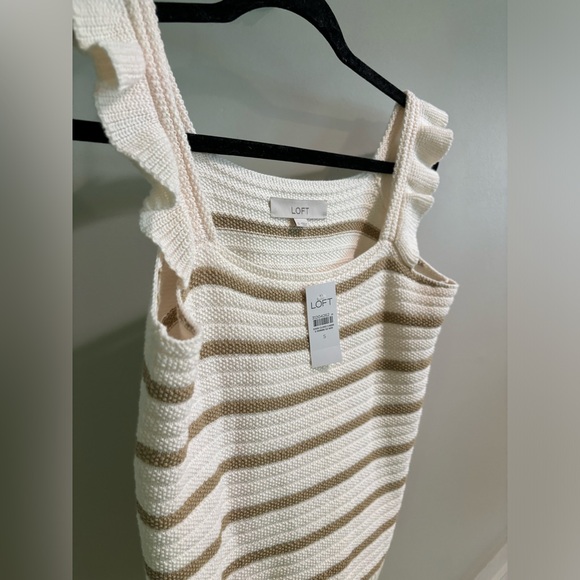 NWT Loft Striped Ruffle Strap Sweater Tank - Picture 6 of 9